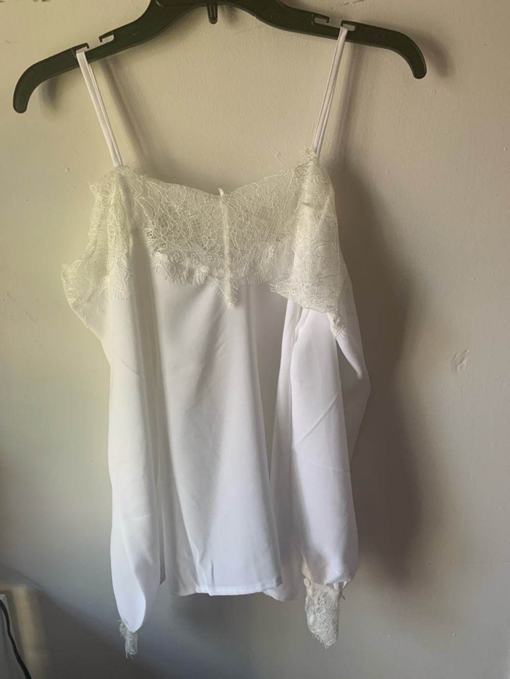 White Lace-Trim Spaghetti Strap Slip Top